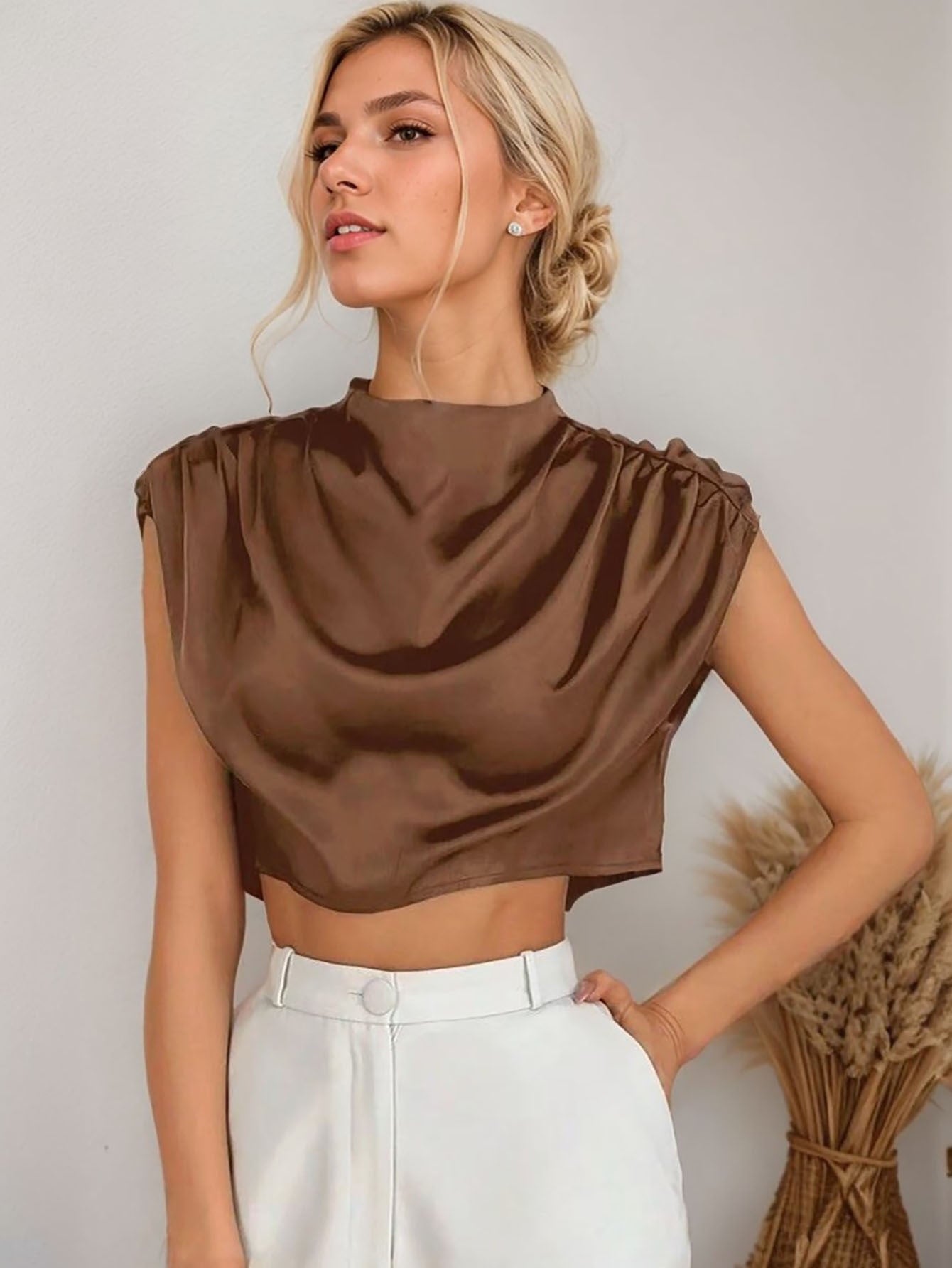 Elegant Women's Short Top Short Sleeve