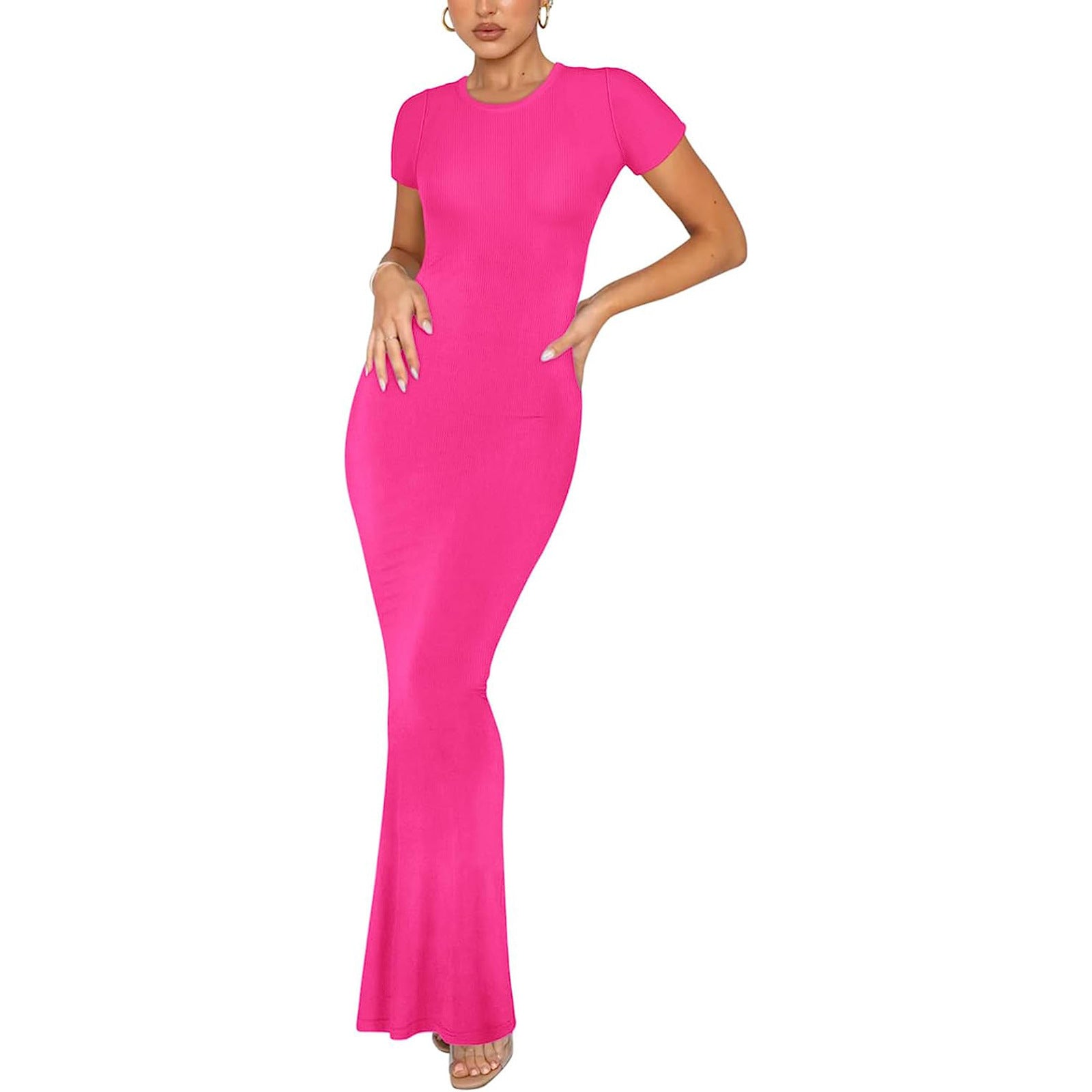 Women's Elegant Slim-fit Short-sleeved Round Neck Dress