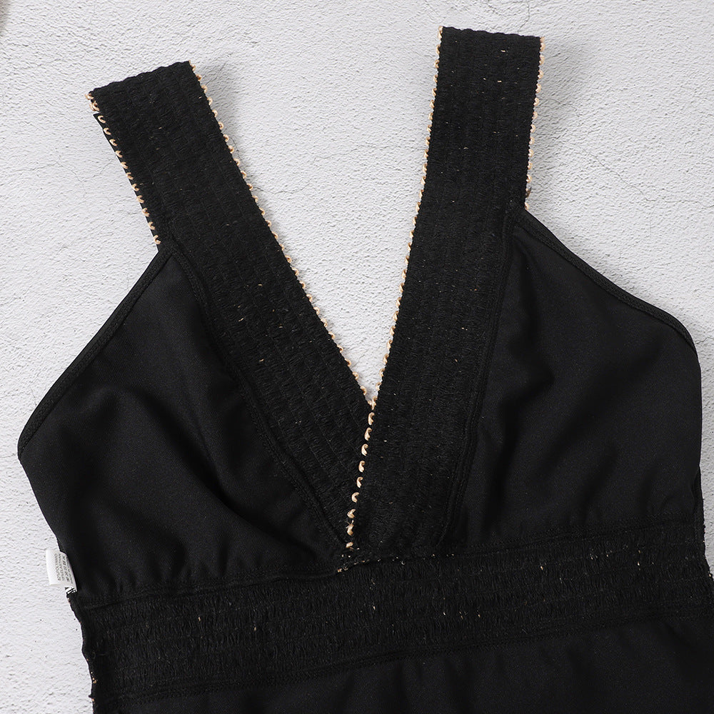 Black Slim One-piece Swimsuit