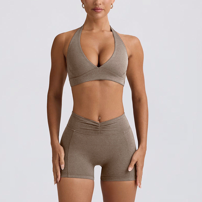 Shockproof With Chest Pad High Elastic Brushed Workout Top
