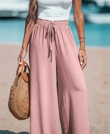 Women's Drawstring Loose Casual Wide-leg Trousers