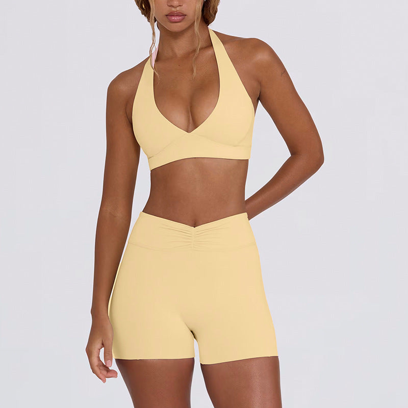 Shockproof With Chest Pad High Elastic Brushed Workout Top