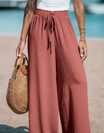 Women's Drawstring Loose Casual Wide-leg Trousers