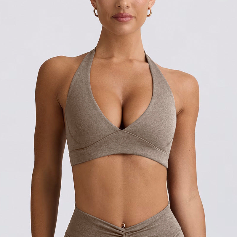 Shockproof With Chest Pad High Elastic Brushed Workout Top