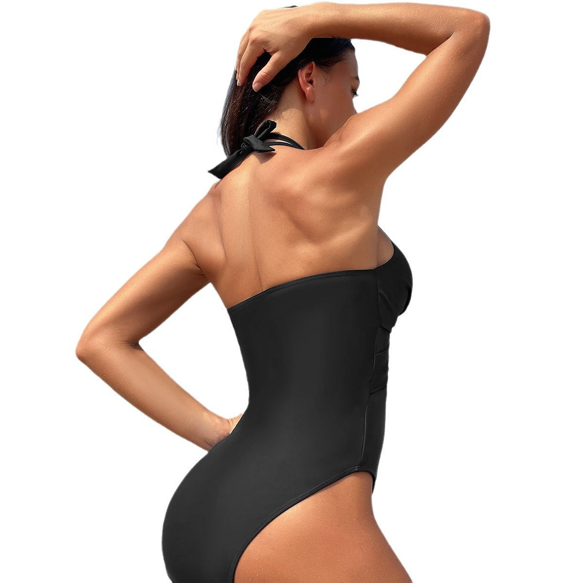 One-piece Swimsuit Women's Pure Color Mesh Bikini Swimsuit