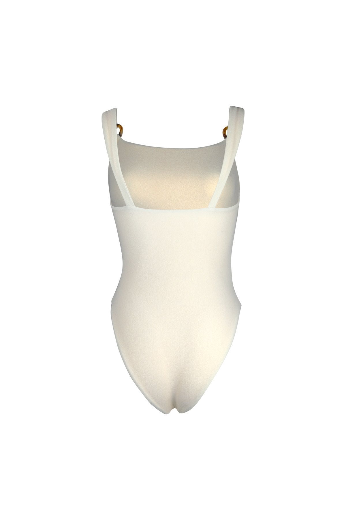 Solid Color Swimsuit Slim Ring Connection Cutout