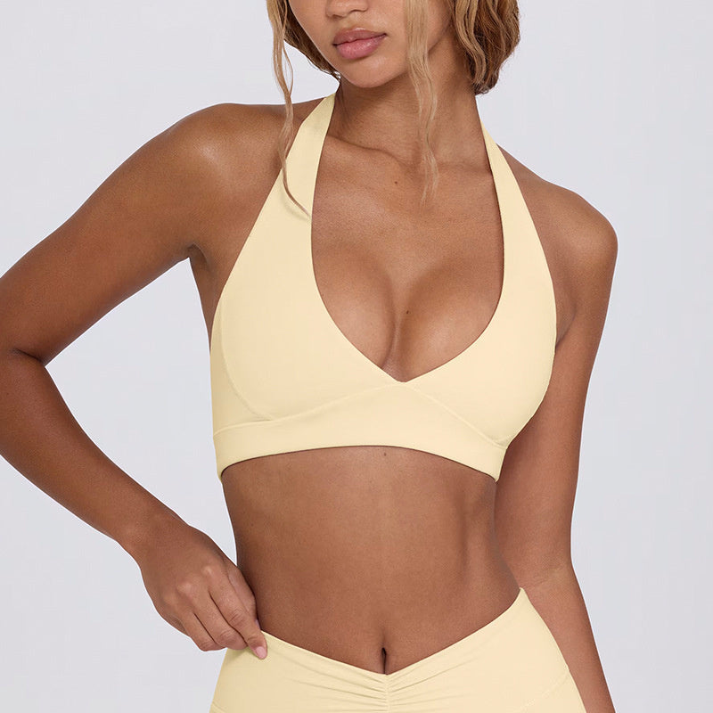 Shockproof With Chest Pad High Elastic Brushed Workout Top