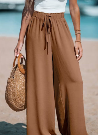 Women's Drawstring Loose Casual Wide-leg Trousers