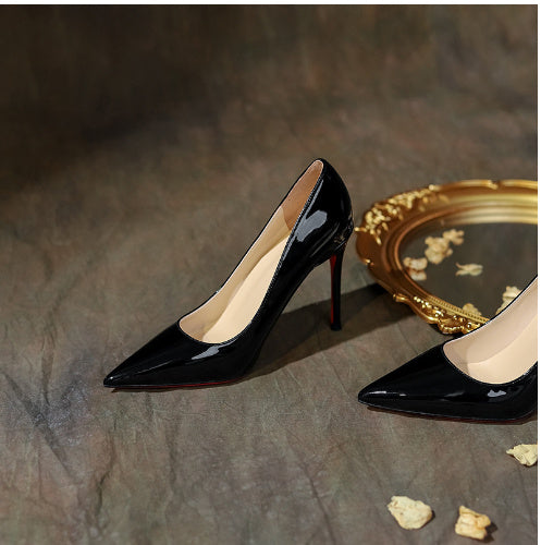 Shallow pointed high heels